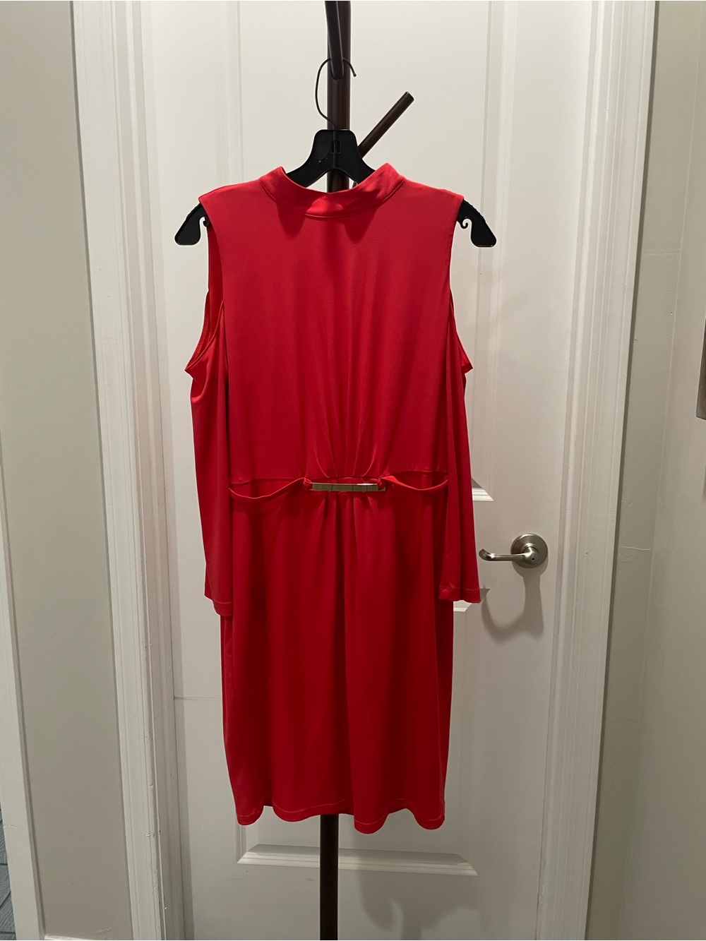 Jessica Simpson Red Cold-Shoulder Midi Dress